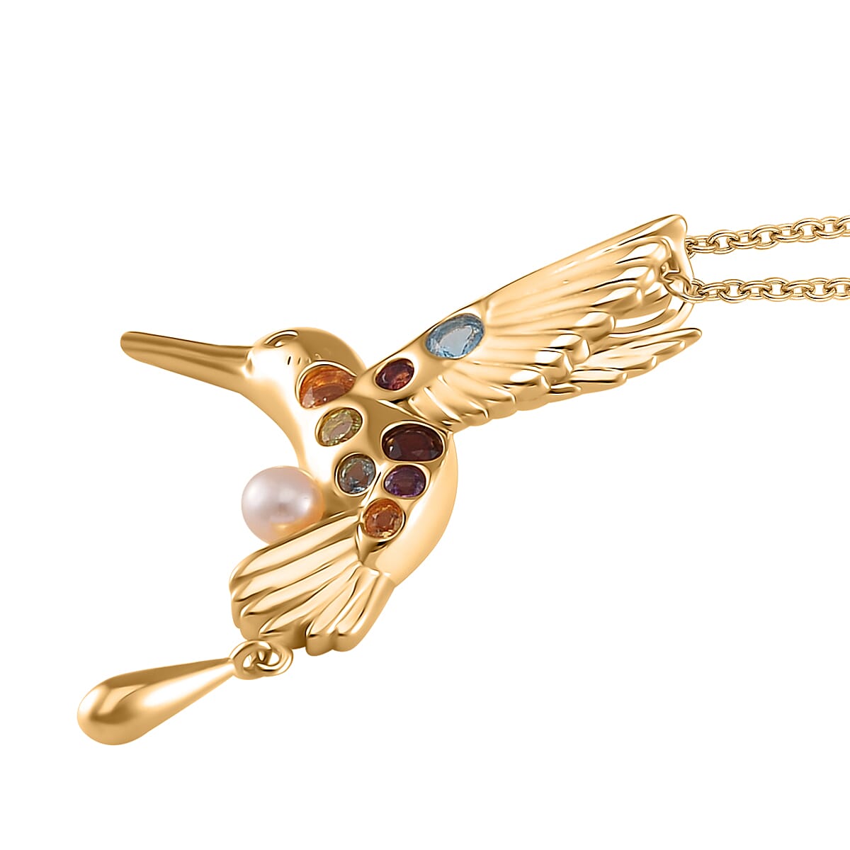 Lucy Q Creature Collection - Kingfisher Bird Pendant with Chain (Size 18) in 18K Vermeil Yellow Gold Plated Sterling Silver 4279880 2
