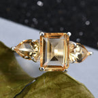D'Joy - Citrine Three Stone Ring in Sterling Silver 3.53 Ct.