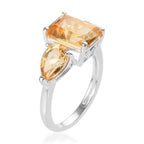 D'Joy - Citrine Three Stone Ring in Sterling Silver 3.53 Ct.