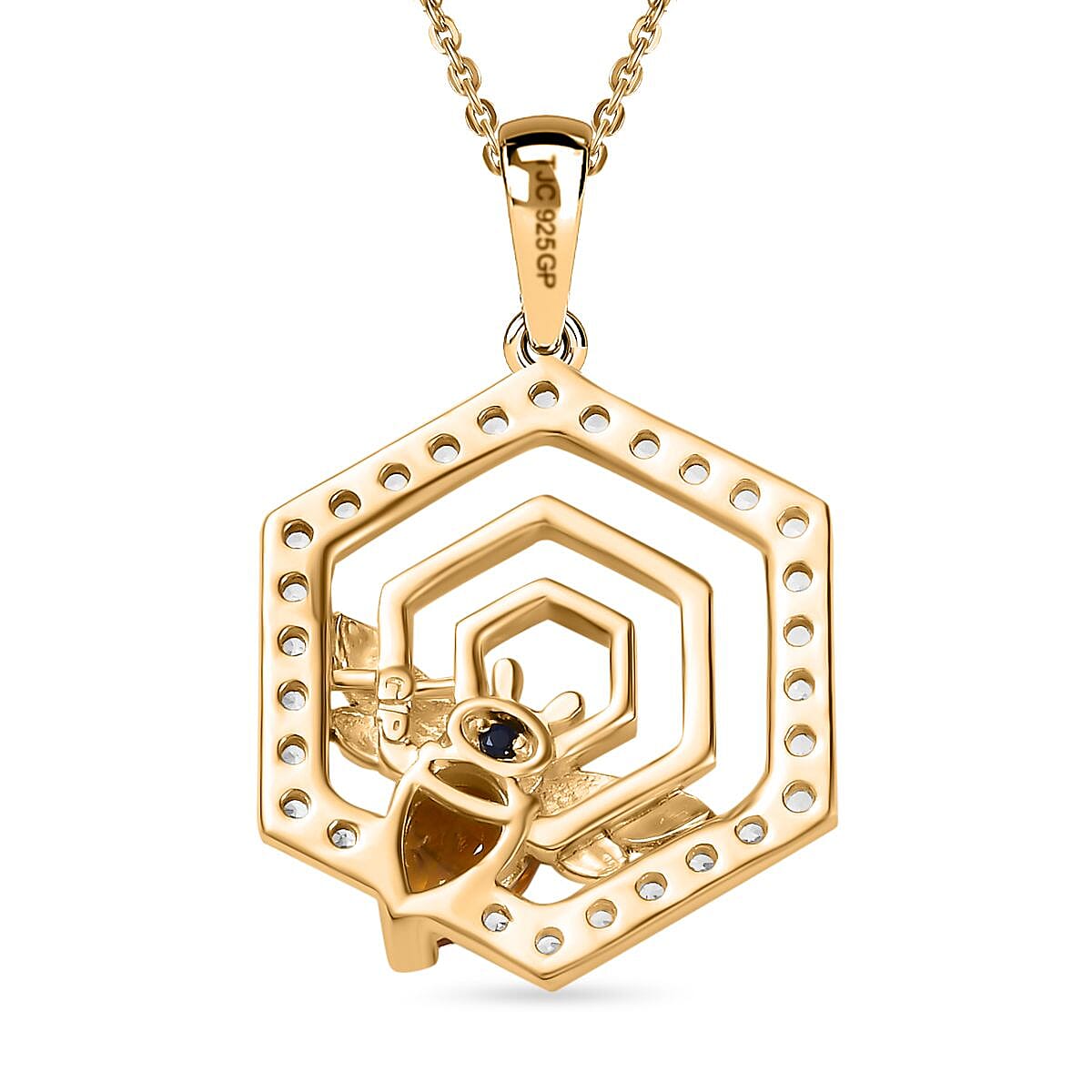 GP Honeycomb Collection - Citrine &amp; Natural Zircon Pendant with Chain (Size 20) in Platinum and 18K Gold Vermeil Sterling Silver 2.12 Ct. 4255571 4