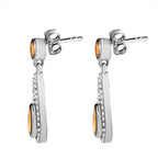 Citrine and Natural Zircon Dangling Earrings in Platinum Overlay Sterling Silver 2.544 Ct.