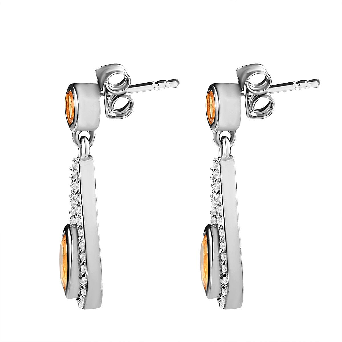 Citrine and Natural Zircon Dangling Earrings in Platinum Overlay Sterling Silver 2.544 Ct. 7347256 5