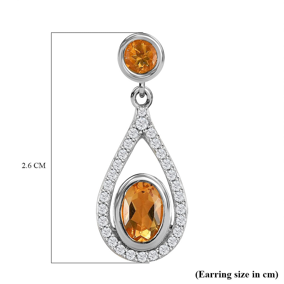 Citrine and Natural Zircon Dangling Earrings in Platinum Overlay Sterling Silver 2.544 Ct. 7347256 6