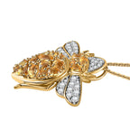 GP- Italian Garden Collection - Citrine and Natural Zircon Bee Pendant with Chain (Size 20) in 18K YG Vermeil Plated Sterling Silver 3.12 Ct, Silver Wt. 8.28 Gms.