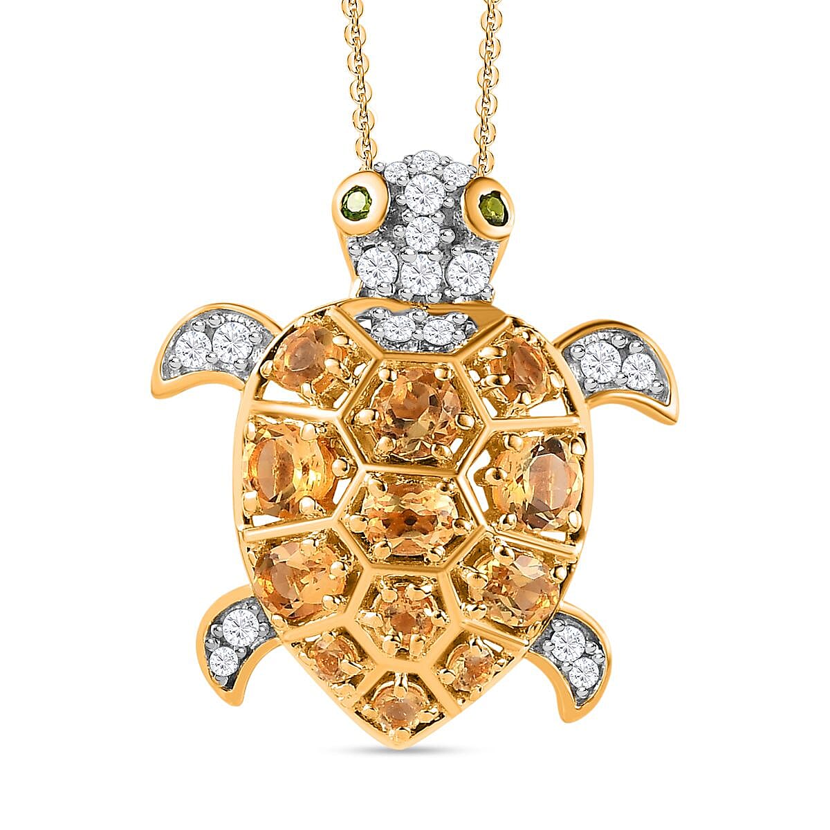GP Italian Garden Collection - Citrine, Natural Zircon &amp; Chrome Diopside Pendant with Chain (Size - 20) in 18K Vermeil Yellow Gold  Plated Sterling Silver 1.94 Ct. 4234519 0