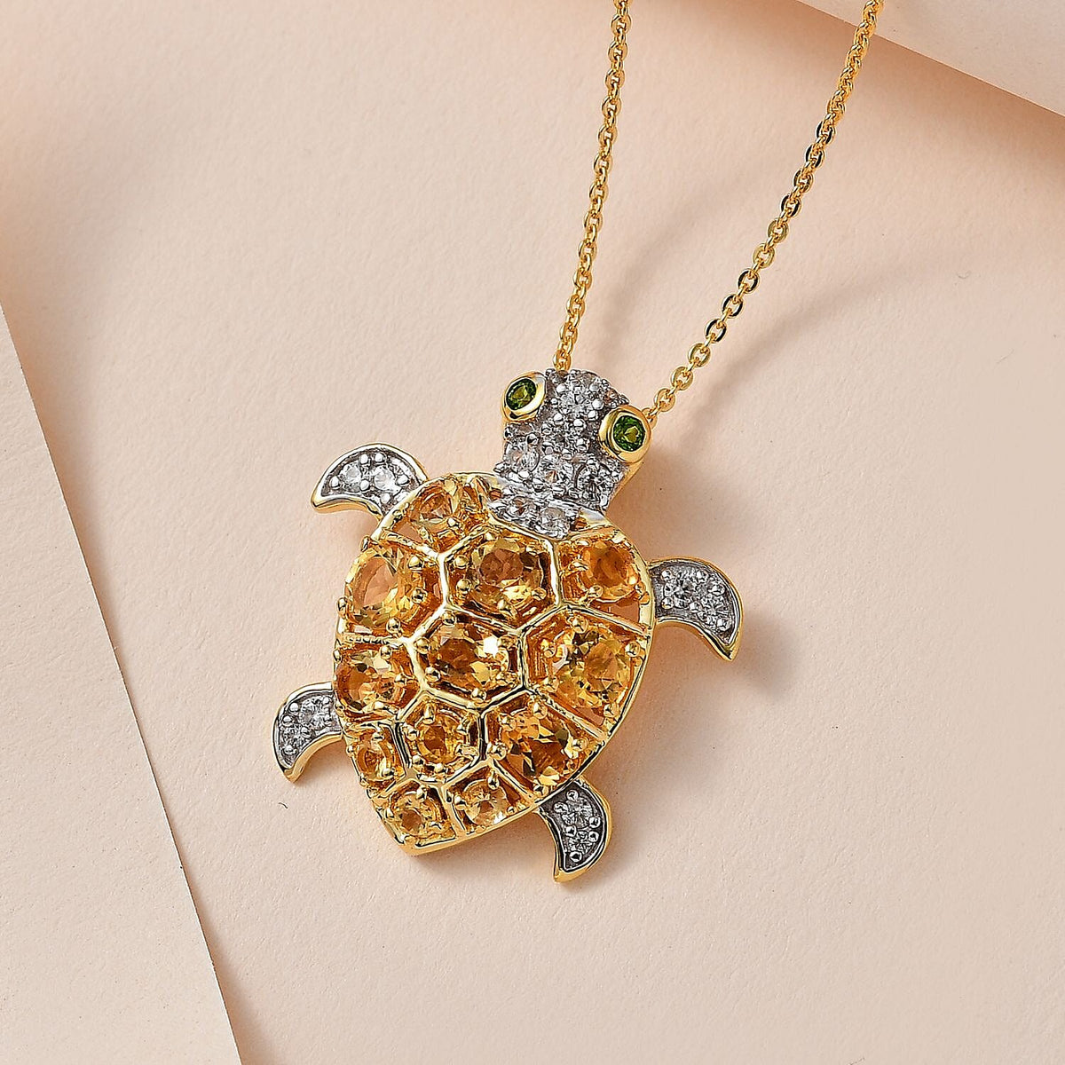 GP Italian Garden Collection - Citrine, Natural Zircon &amp; Chrome Diopside Pendant with Chain (Size - 20) in 18K Vermeil Yellow Gold  Plated Sterling Silver 1.94 Ct. 4234519 2