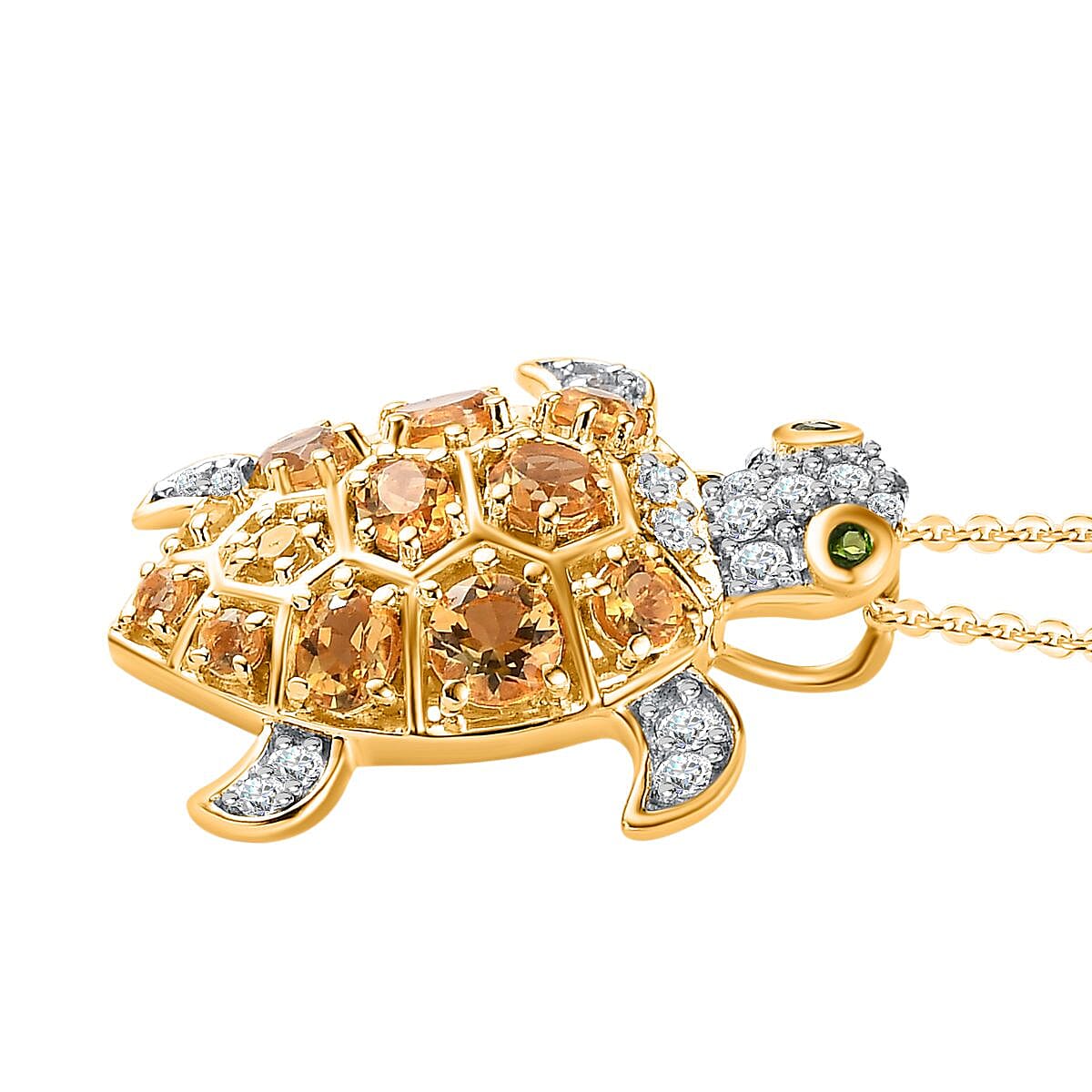 GP Italian Garden Collection - Citrine, Natural Zircon &amp; Chrome Diopside Pendant with Chain (Size - 20) in 18K Vermeil Yellow Gold  Plated Sterling Silver 1.94 Ct. 4234519 3