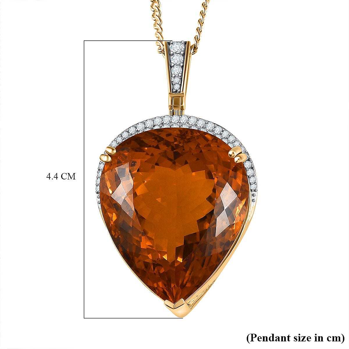 Citrine,  White Zircon Pendant with Chain (Size 20) in Vermeil YG Sterling Silver 1.00 ct  Silver Wt. 12.6 Gms  51.000  Ct. 4229295 6