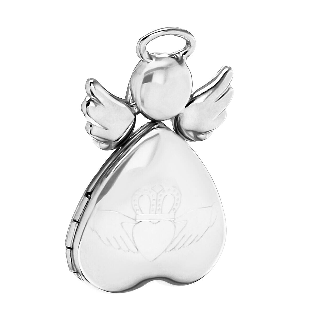 Sterling Silver 16mm x 25mm Claddagh Heart Angel Locket 7318152 0
