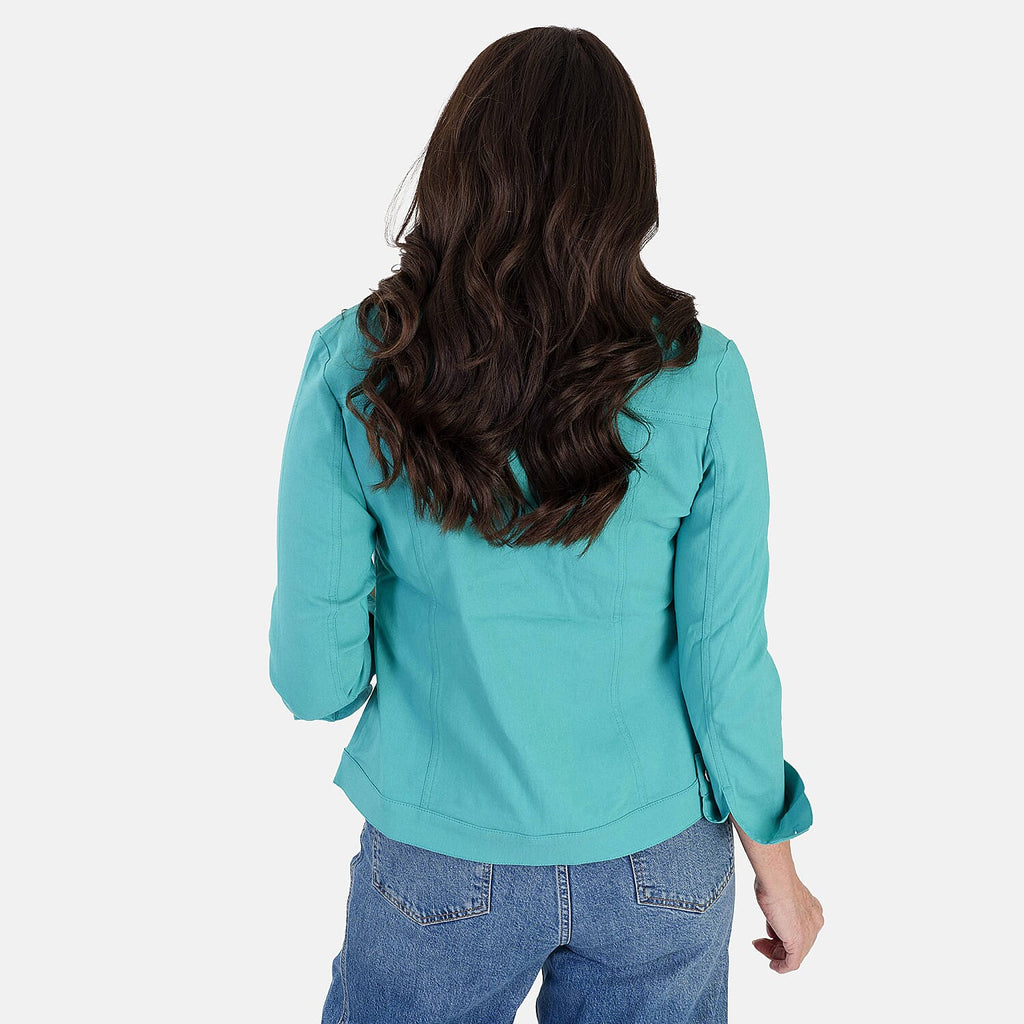 Classic Bengaline Jean Style Stretch Jacket (Size 20) - Lagoon Green