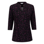 Classic Pintuck Mandarin Collar Bloue (Size 12) - Black & Purple