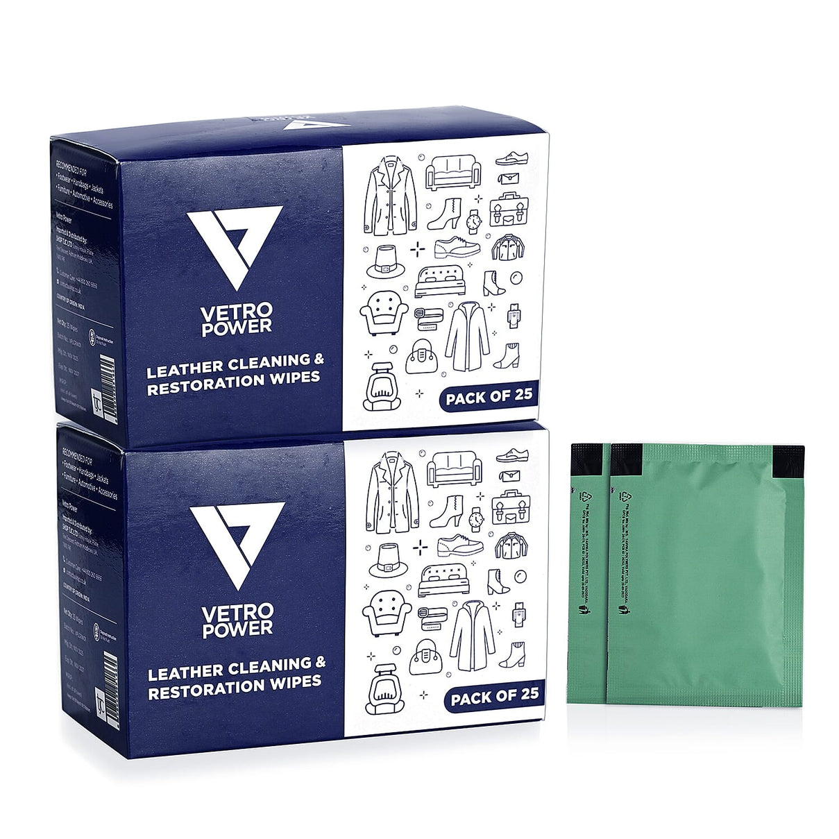 Pack of 25 X 2 - Vetro Power Leather Restoration Wipes 8341494 0