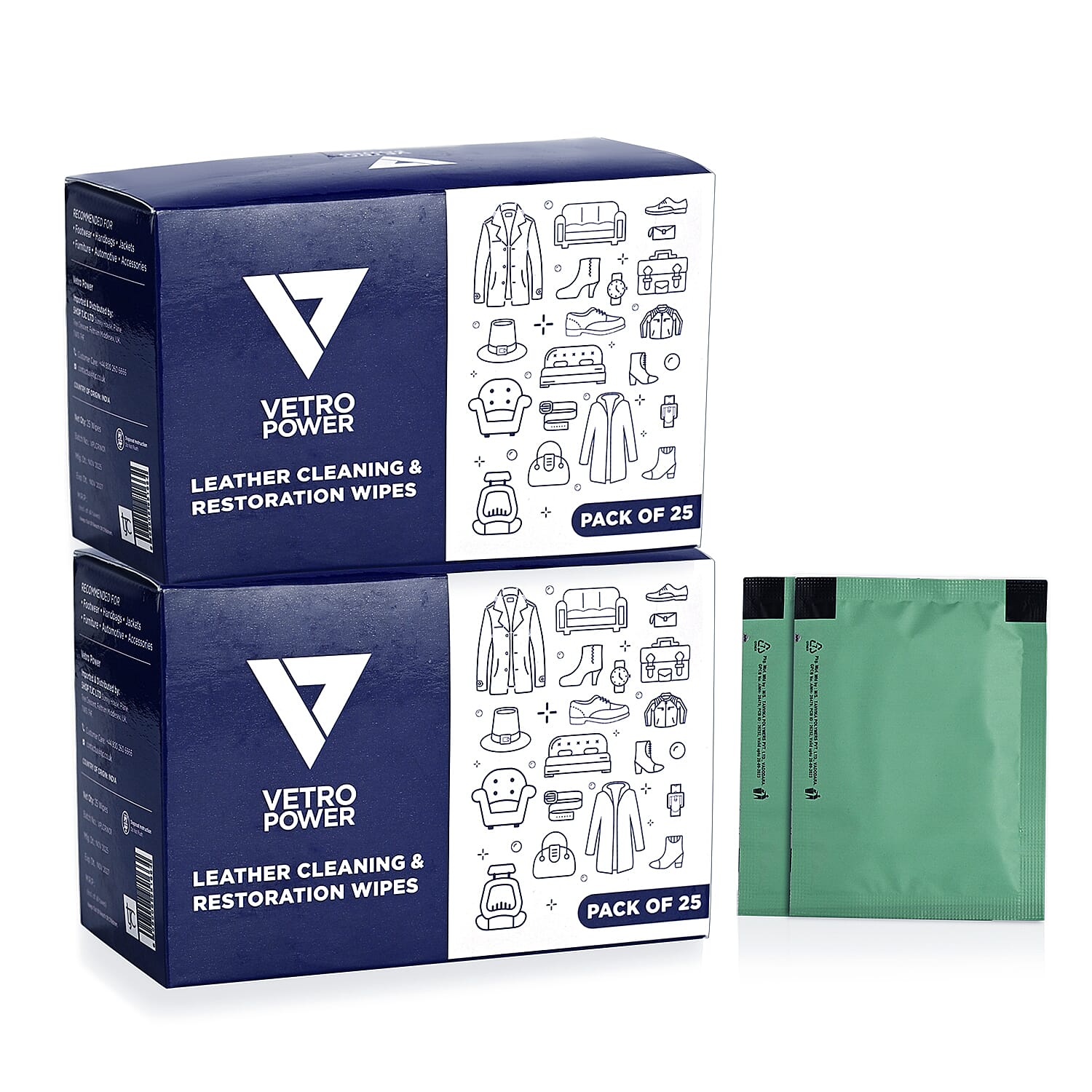 Pack of 25 X 2 - Vetro Power Leather Restoration Wipes 8341494 0
