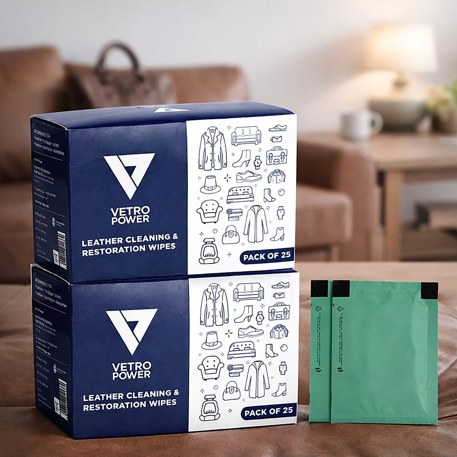 Pack of 25 X 2 - Vetro Power Leather Restoration Wipes 8341494 3