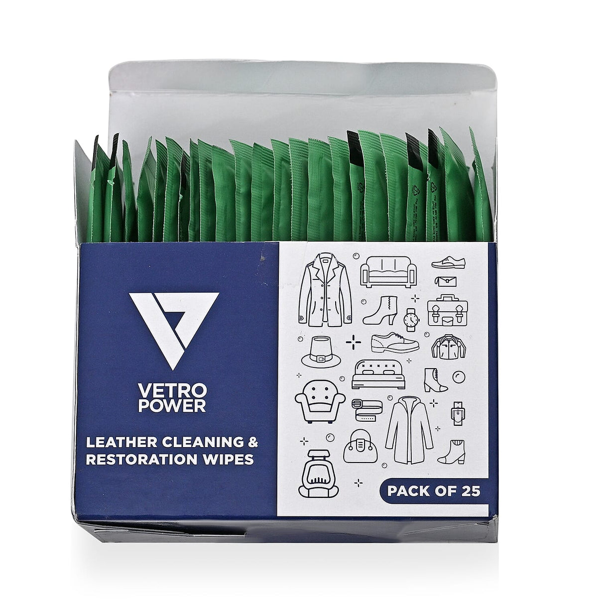 Pack of 25 X 2 - Vetro Power Leather Restoration Wipes 8341494 4