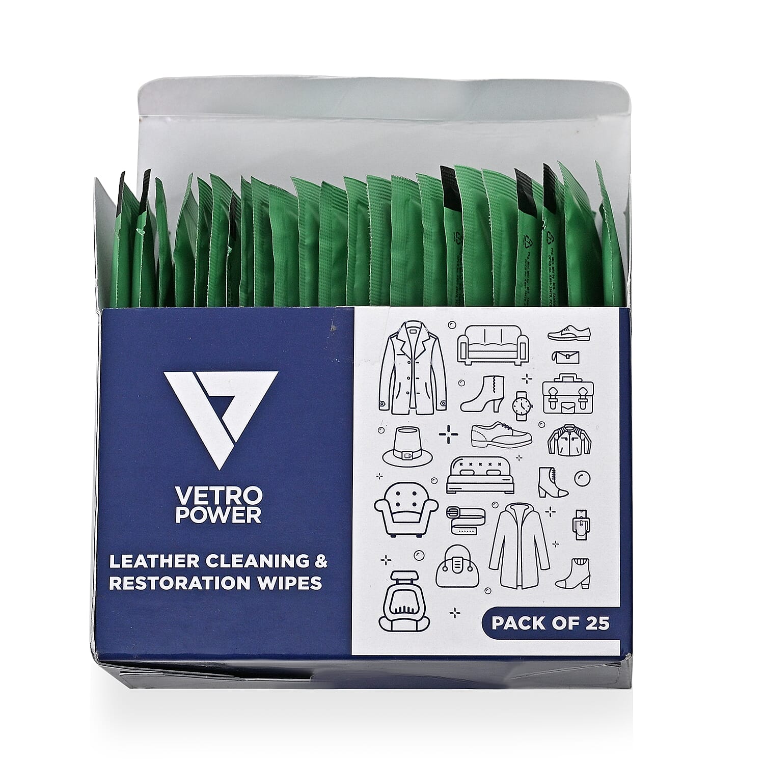 Pack of 25 X 2 - Vetro Power Leather Restoration Wipes 8341494 4
