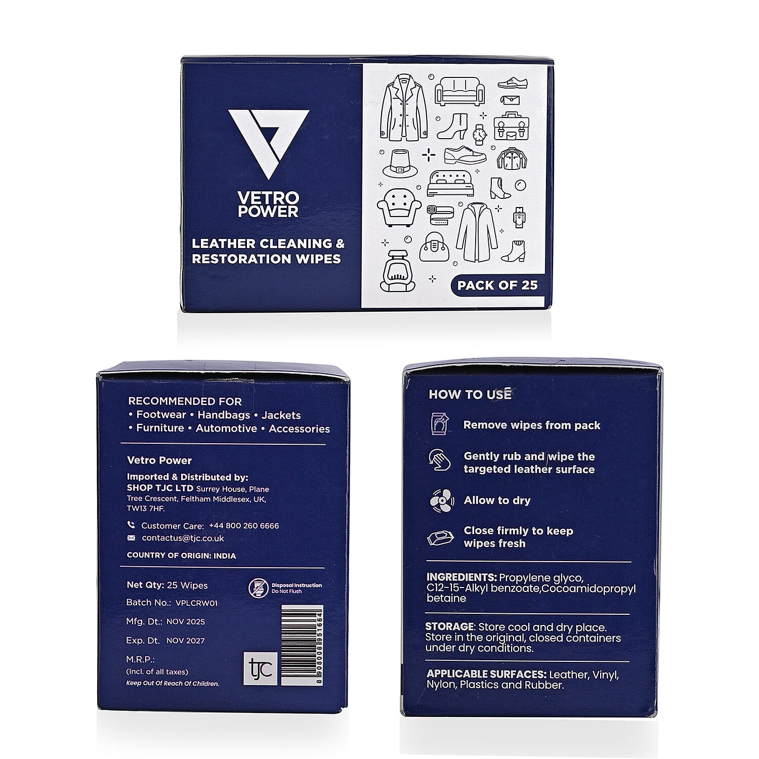 Pack of 25 X 2 - Vetro Power Leather Restoration Wipes 8341494 8