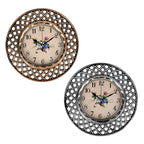 Set of 2 Round Retro Design Analog Wall Clock - Gold & Silver - Lattice