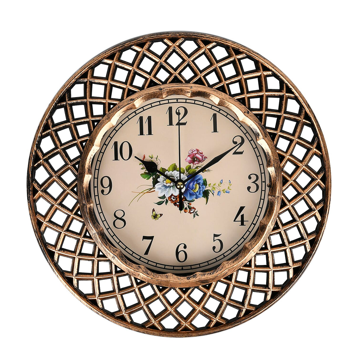 Set of 2 Round Retro Design Analog Wall Clock - Gold &amp; Silver - Lattice 7705714 2