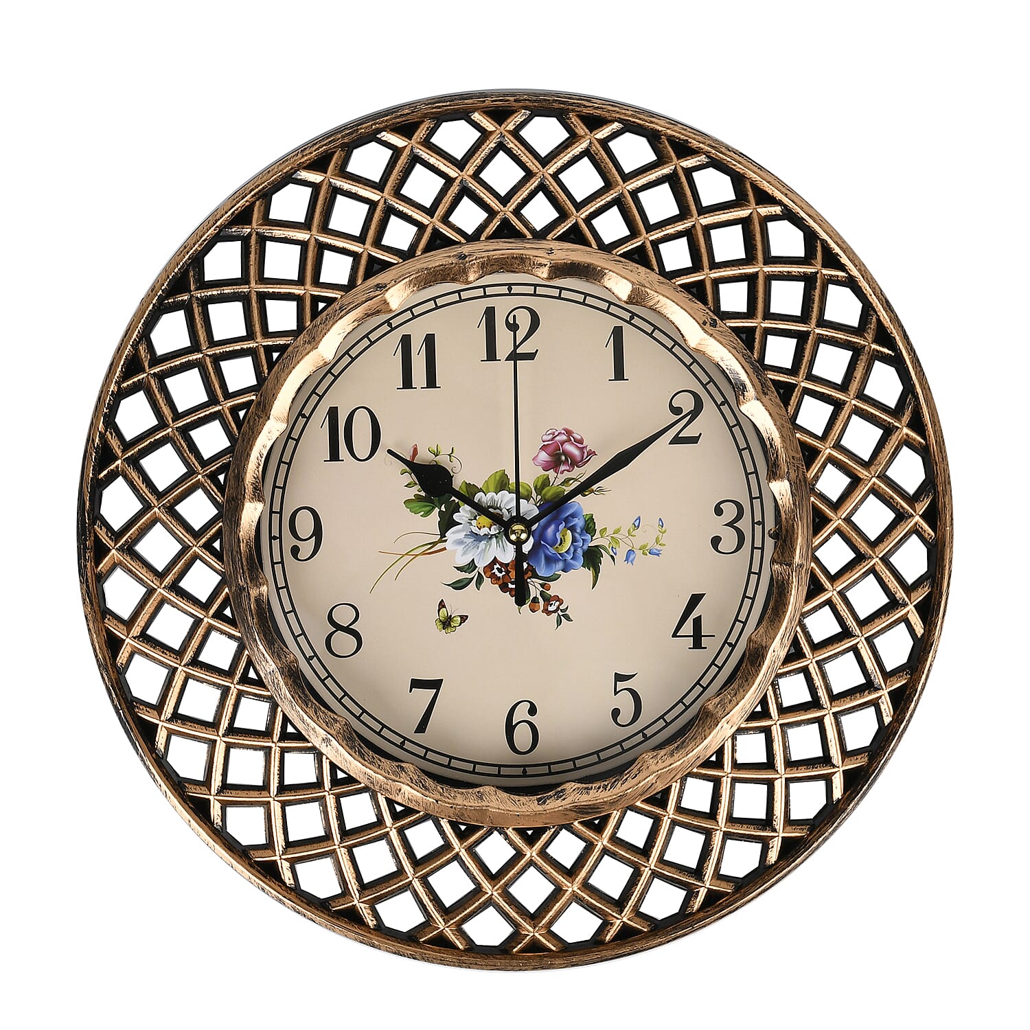 Set of 2 Round Retro Design Analog Wall Clock - Gold &amp; Silver - Lattice 7705714 2