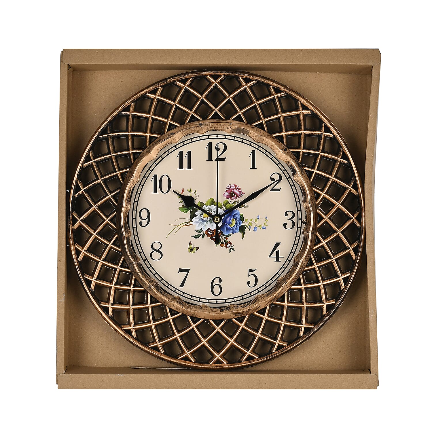 Set of 2 Round Retro Design Analog Wall Clock - Gold &amp; Silver - Lattice 7705714 4