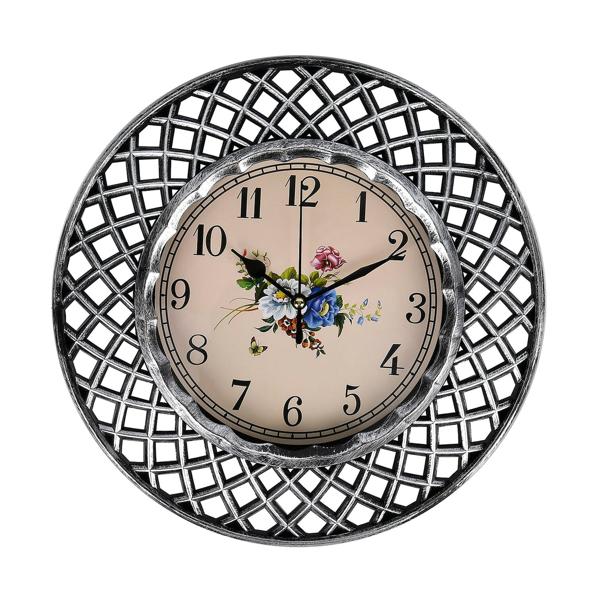 Set of 2 Round Retro Design Analog Wall Clock - Gold &amp; Silver - Lattice 7705714 5