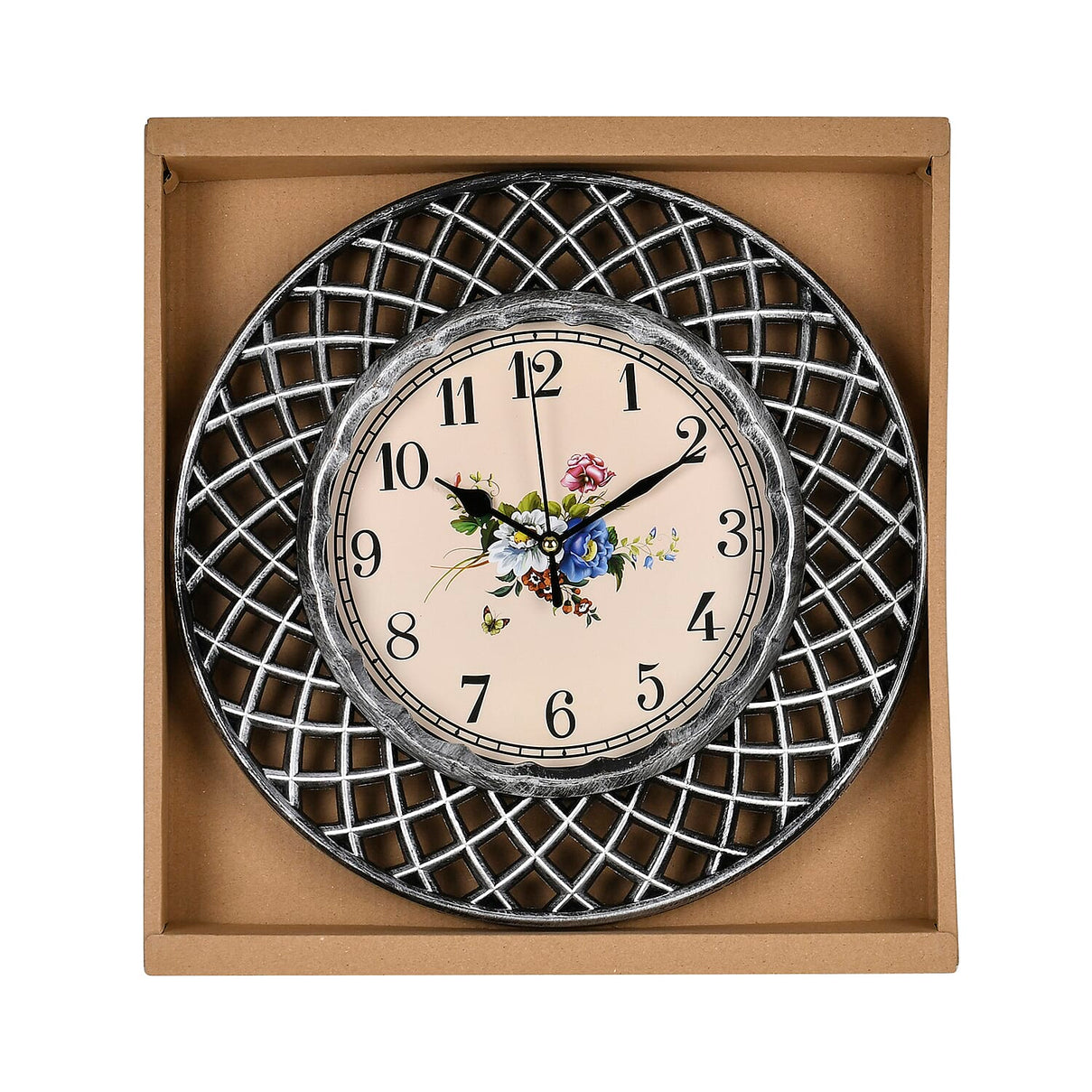 Set of 2 Round Retro Design Analog Wall Clock - Gold &amp; Silver - Lattice 7705714 7