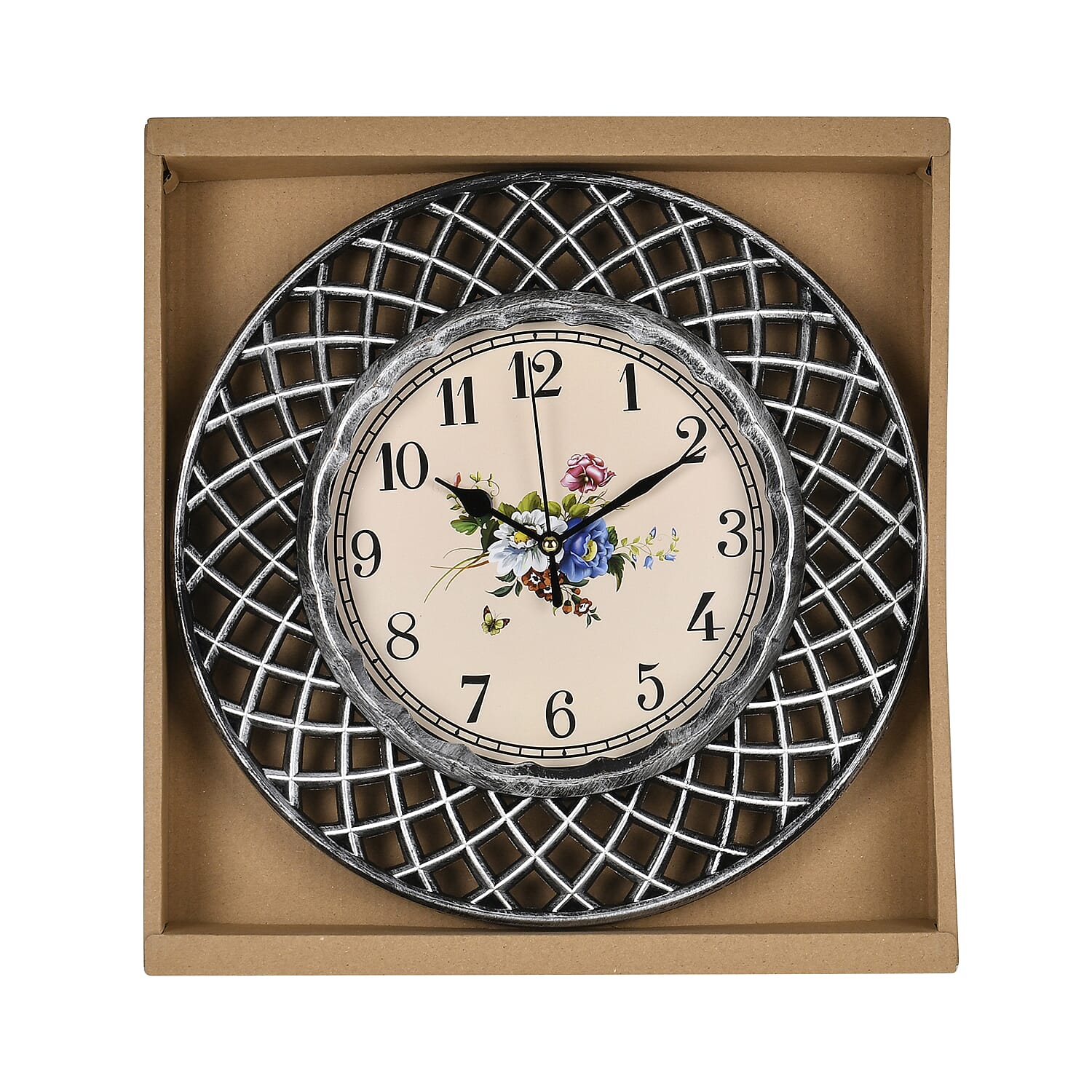 Set of 2 Round Retro Design Analog Wall Clock - Gold &amp; Silver - Lattice 7705714 7