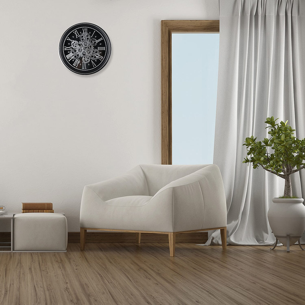 Clock (Size - One Size) - Black Silver &amp; White 8190642 2
