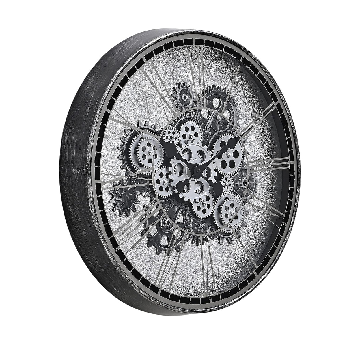 Rotating Gears Wall Clock - Industrial Steampunk with 3-Colour LED Lights, Remote Control Moving Gear (50cm) - Grey 8416284 6