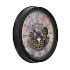 Rotating Gears Wall Clock - Industrial Steampunk Timepiece with 3-Colour LED Lights, Remote Control Moving Gear (50cm) - Aircraft