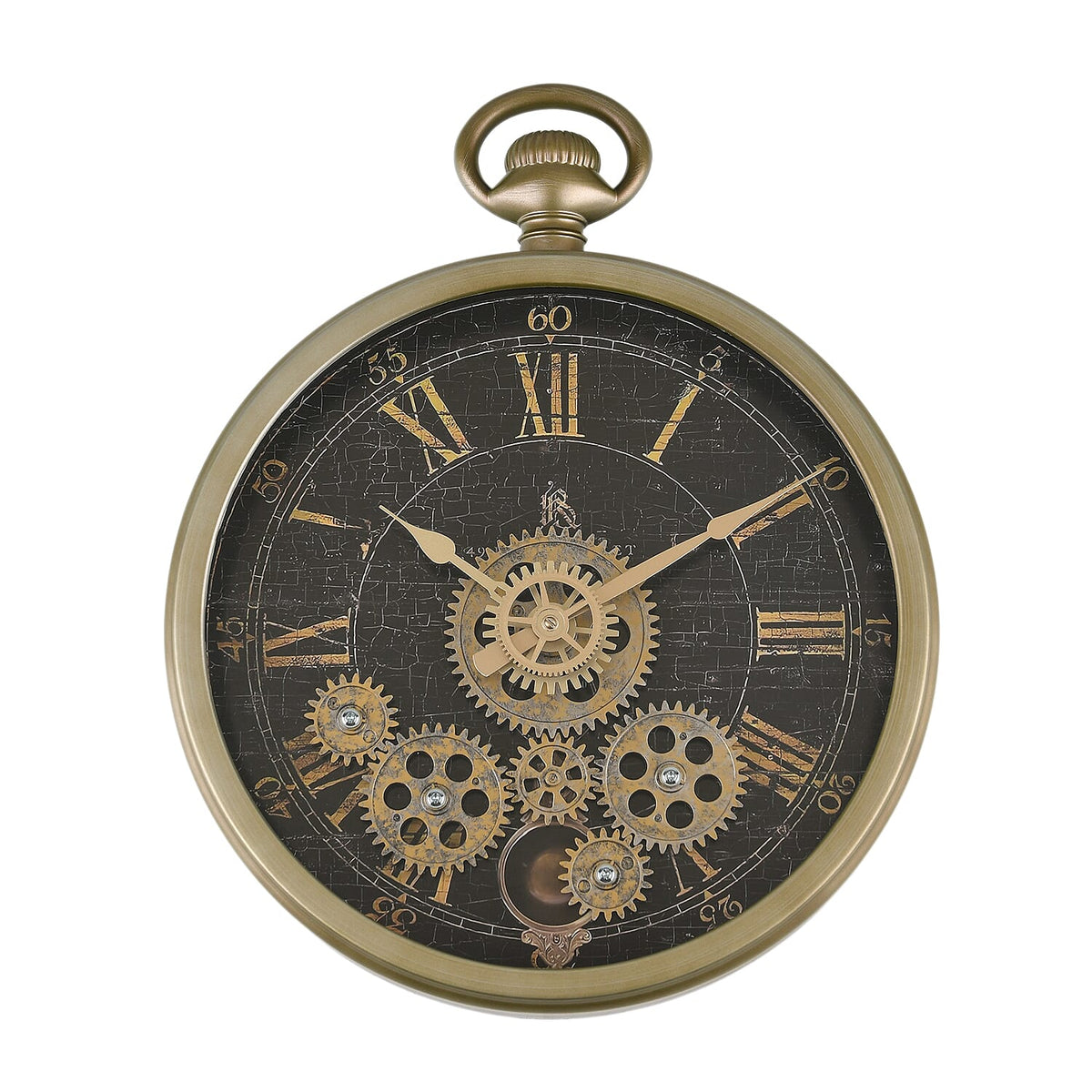 Rotating Gears Roman Numeral Timepiece - Industrial Moving Cog Skeleton Clock (26.8cm Dia) -  Green V32514079 0
