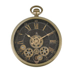 Rotating Gears Roman Numeral Timepiece - Industrial Moving Cog Skeleton Clock (26.8cm Dia) -  Green