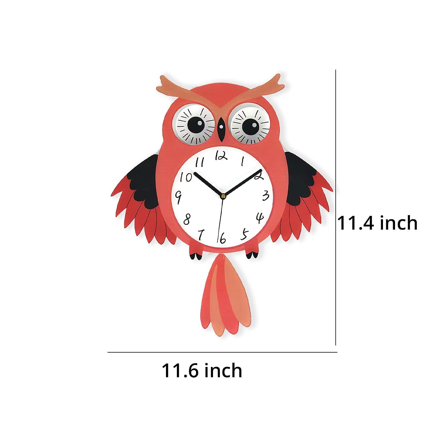 Owl Pendulum Wall Clock (2xAA Battery not inc.) - White - Red 7809413 7