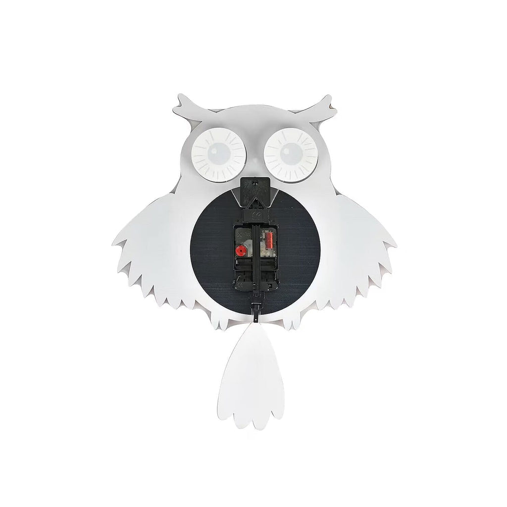 Owl Pendulum Wall Clock (2xAA Battery not inc.) - White - Red
