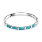 Close Out- Rhodium Overlay Sterling Silver Turquoise Bangle