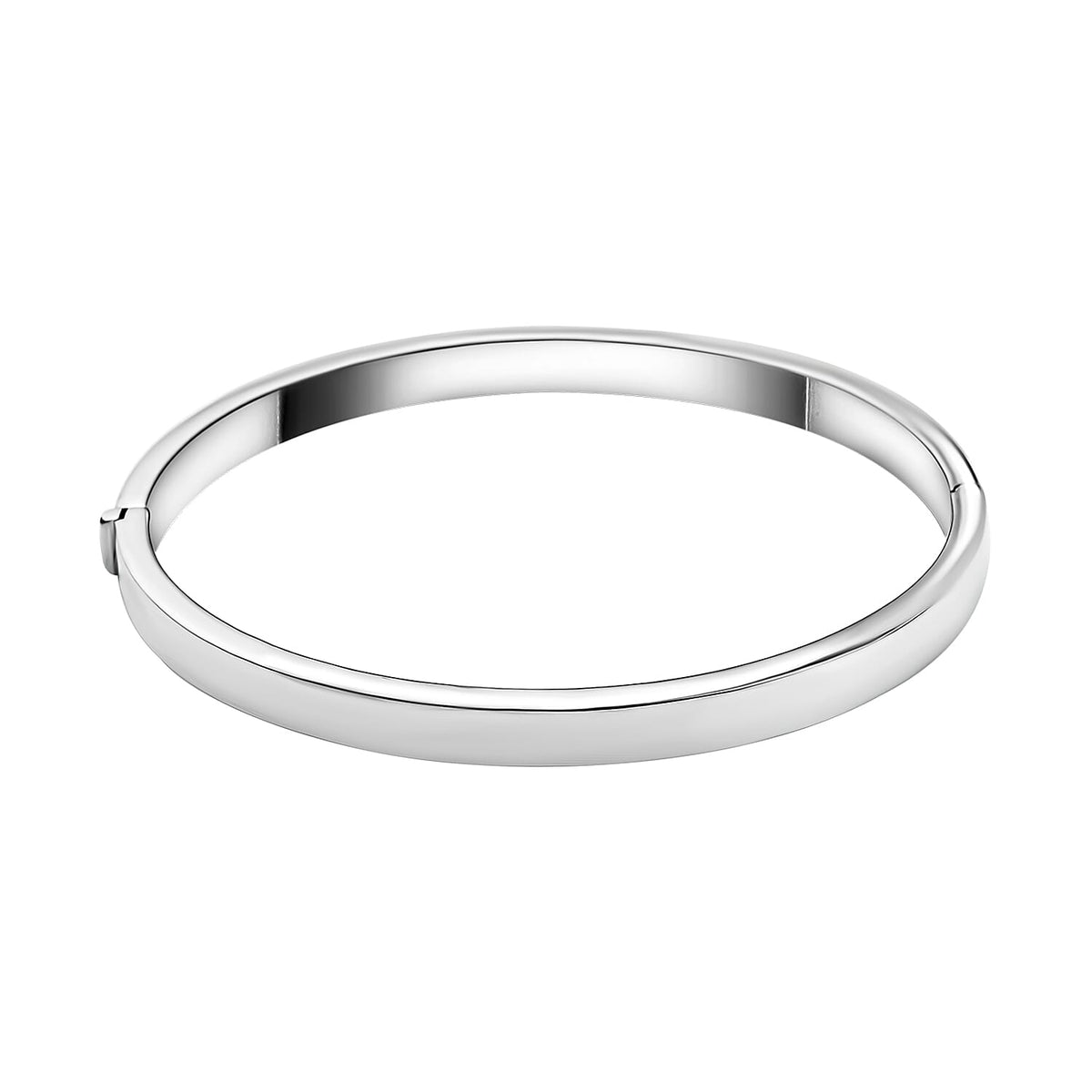 Close Out- Rhodium Overlay Sterling Silver Turquoise Bangle 7019549 2