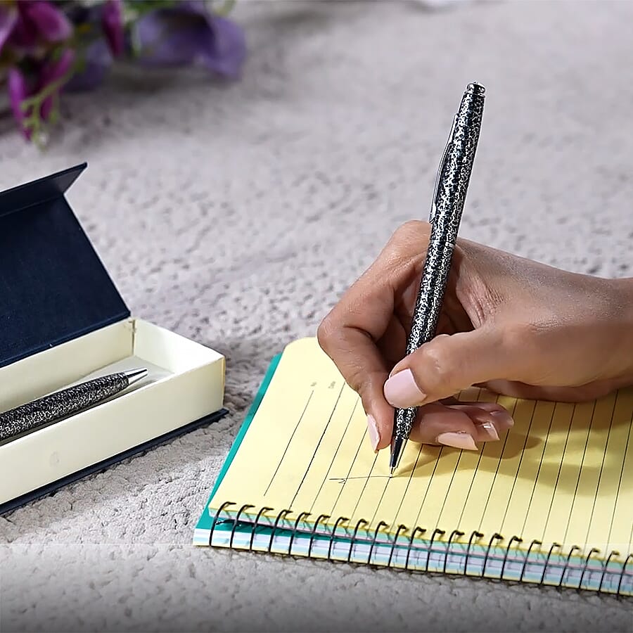 Close Out- Set of 2 Finest Austrian Crystal Pens - Golden &amp; Grey 6347270 2