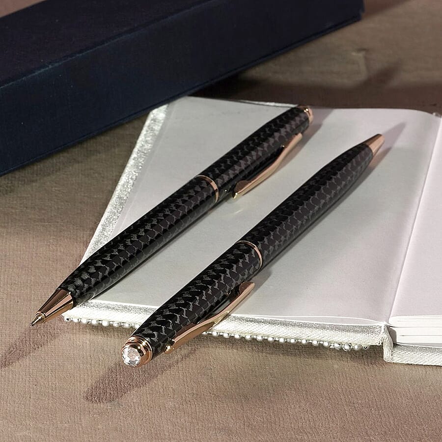 Close Out- Set of 2 Finest Austrian Crystal Pens - Golden &amp; Grey 6347270 4