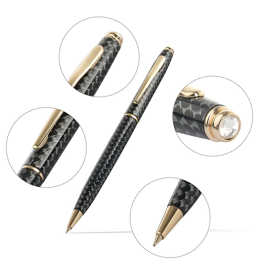 Close Out- Set of 2 Finest Austrian Crystal Pens - Golden &amp; Grey 6347270 5
