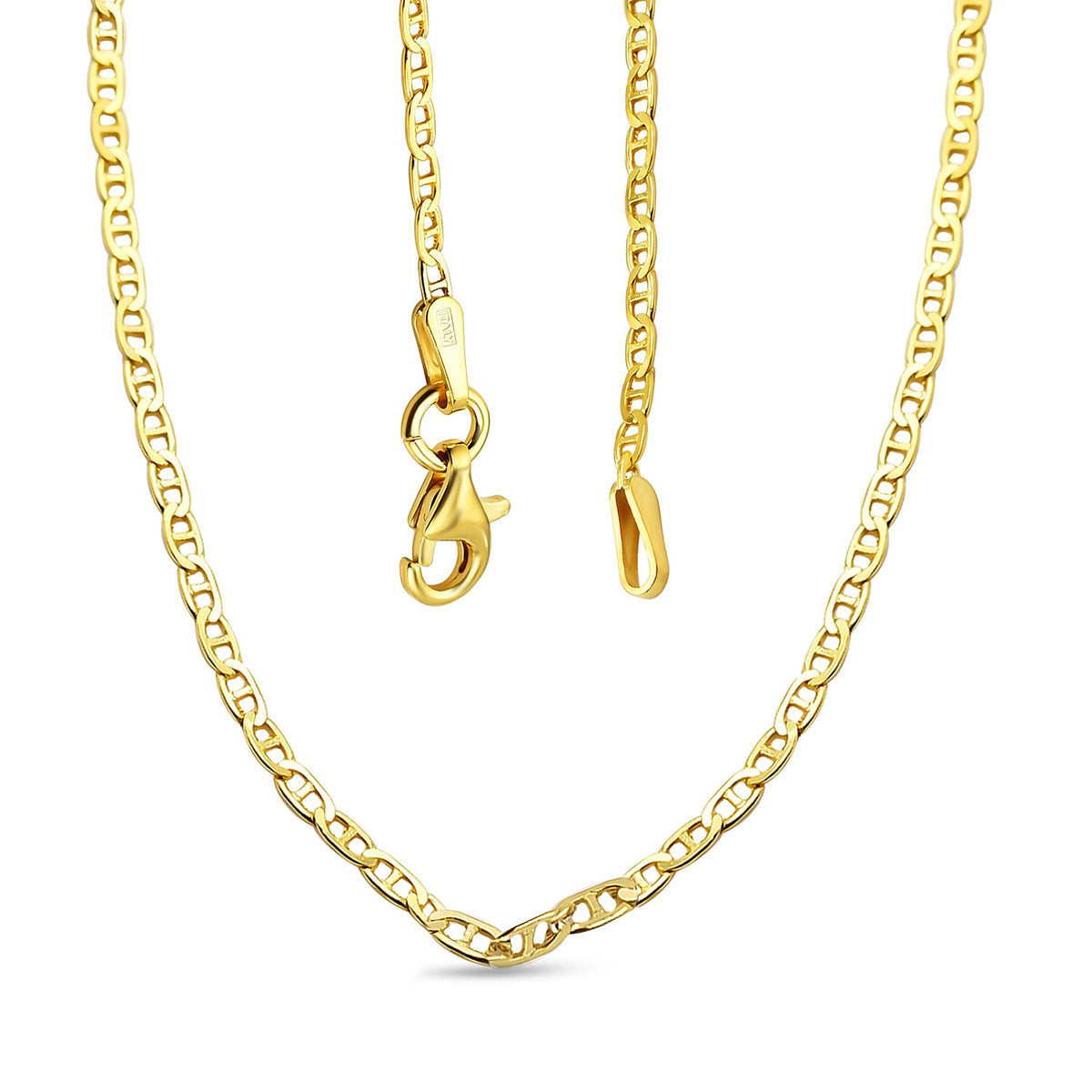 Close Out -Yellow Gold Overlay Sterling Silver Mariner Link necklace  (Size - 24) with Lobster Clasp 7167342 2