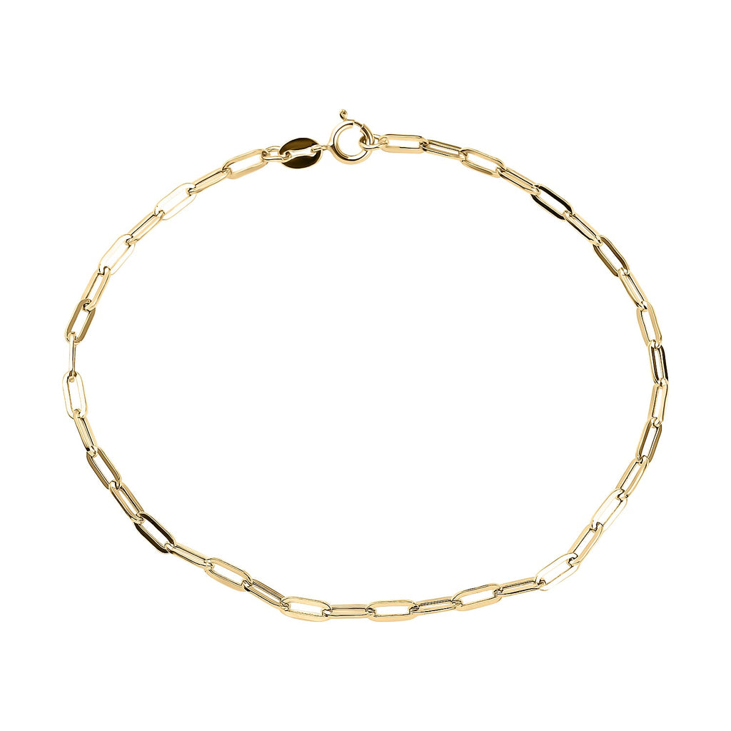9K Yellow Gold Paperclip Bracelet (Size - 7) with Spring Ring Clasp