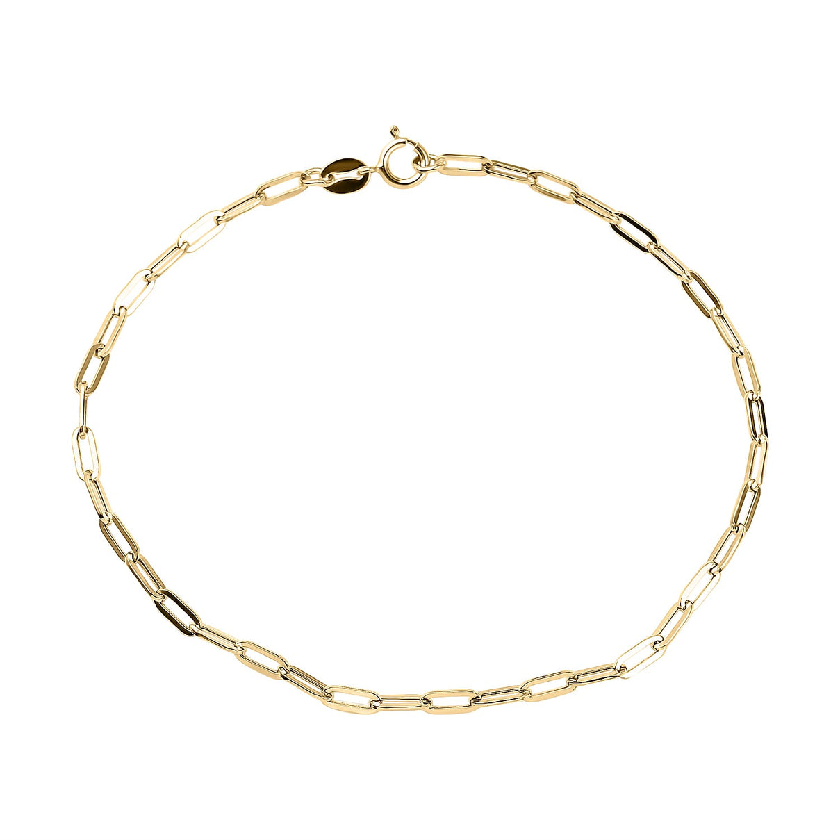 9K Yellow Gold Paperclip Bracelet (Size - 7) with Spring Ring Clasp 7155423 0