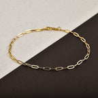 9K Yellow Gold Paperclip Bracelet (Size - 7) with Spring Ring Clasp
