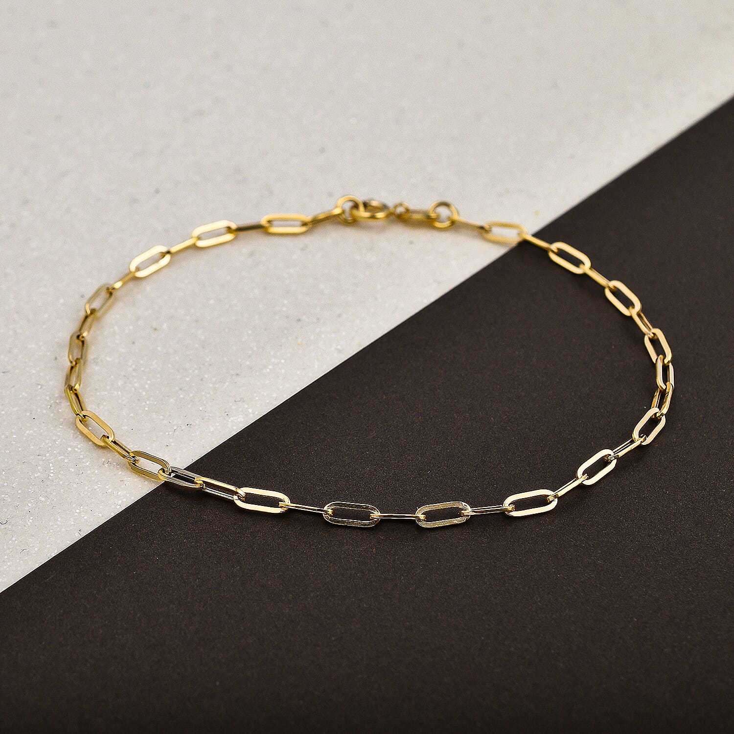 9K Yellow Gold Paperclip Bracelet (Size - 7) with Spring Ring Clasp 7155423 1