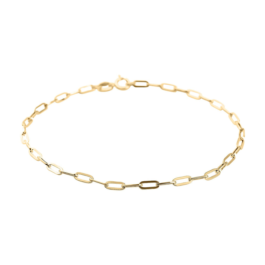 9K Yellow Gold Paperclip Bracelet (Size - 7) with Spring Ring Clasp