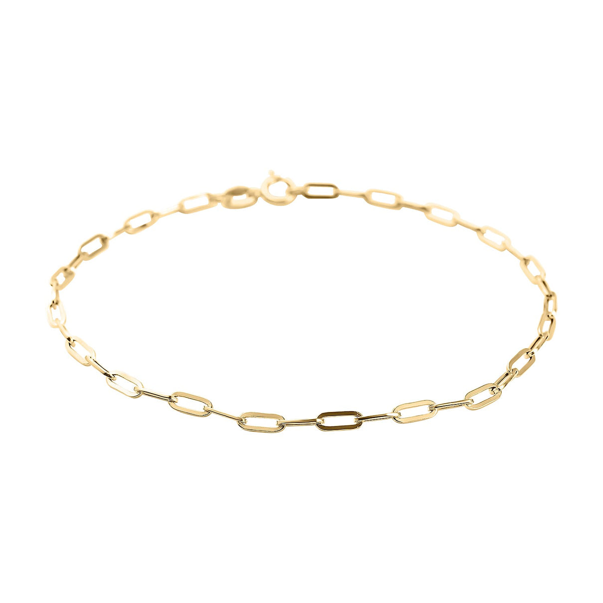 9K Yellow Gold Paperclip Bracelet (Size - 7) with Spring Ring Clasp 7155423 2
