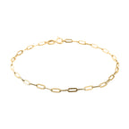 9K Yellow Gold Paperclip Bracelet (Size - 7) with Spring Ring Clasp