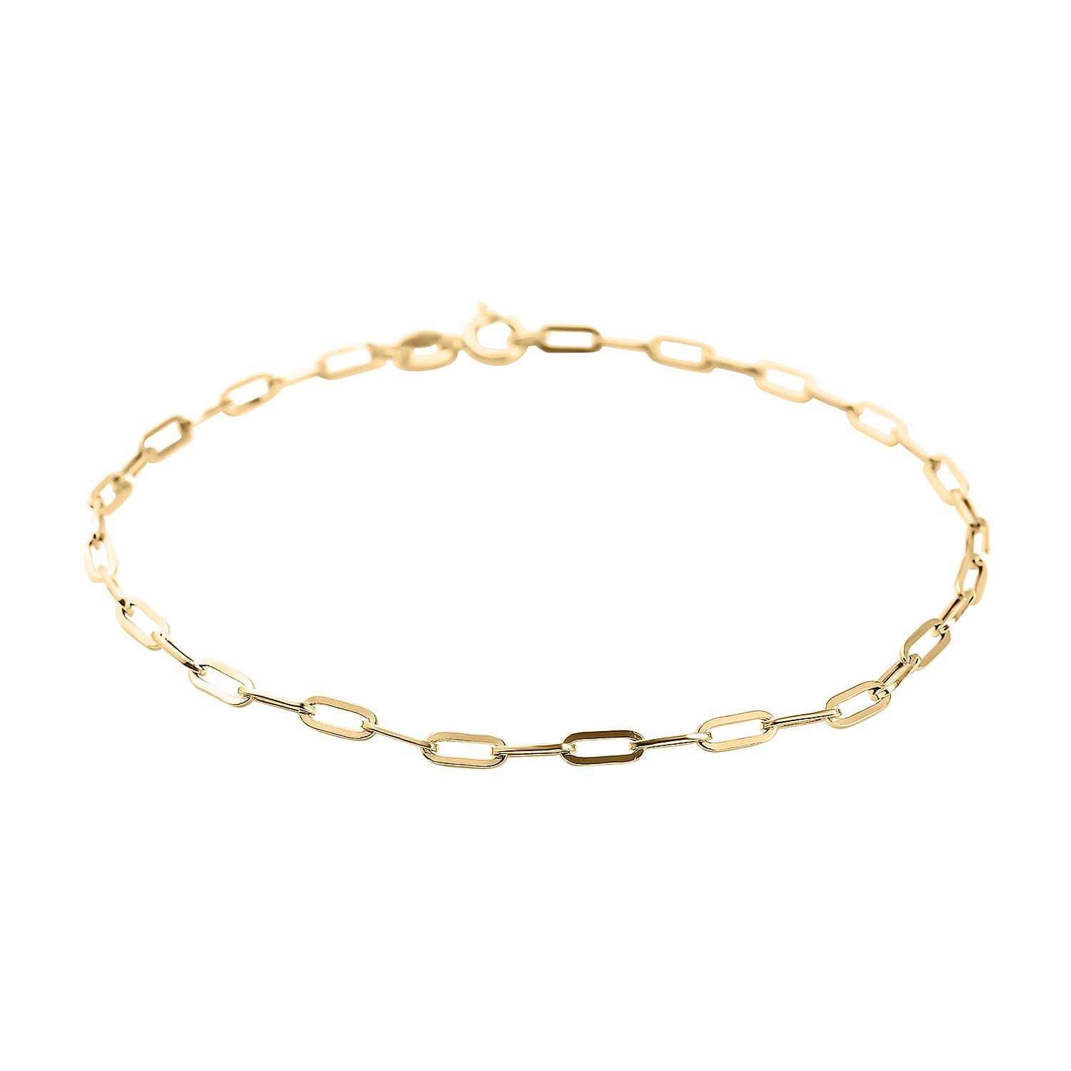 9K Yellow Gold Paperclip Bracelet (Size - 7) with Spring Ring Clasp 7155423 2