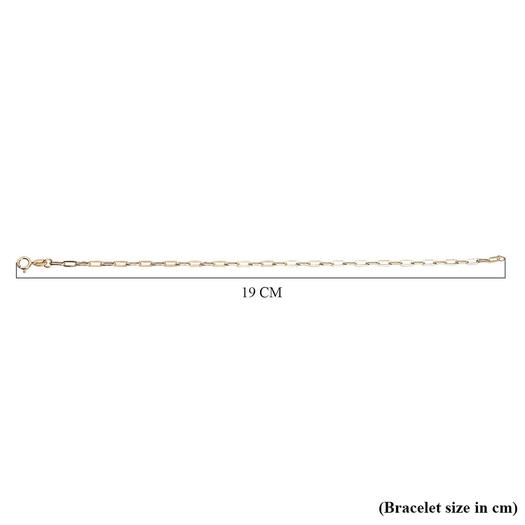 9K Yellow Gold Paperclip Bracelet (Size - 7) with Spring Ring Clasp
